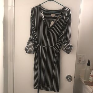 Loft size large vertical striped dress button down